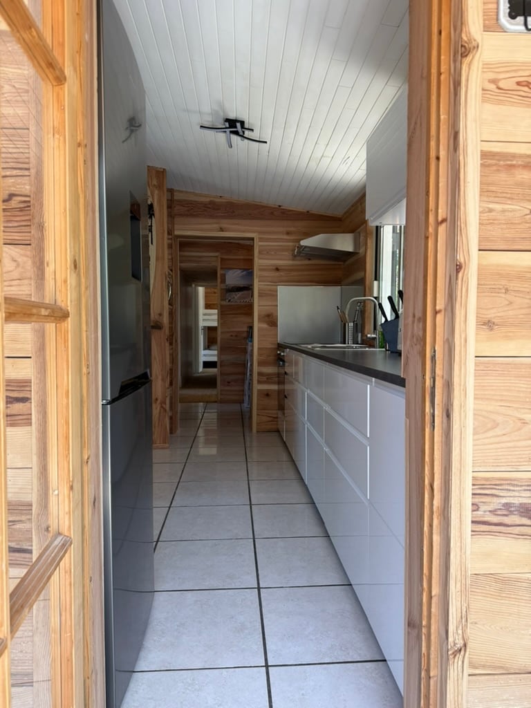 Couloir interieur bois - Maison Foret Biscarrosse Lac